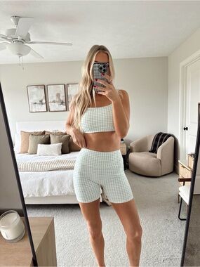 Mint Gingham Activewear Set